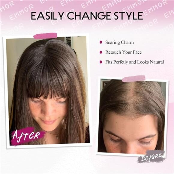 Long Straight Yaki Wigs for Women with Bangs Comfortable Elastic Band 26 - Picture 6 of 7